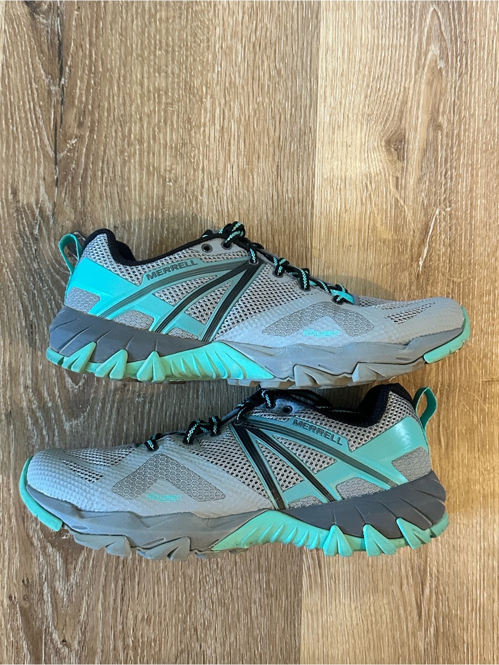 Merrell Women’s Gray and Teal Trail Sneakers